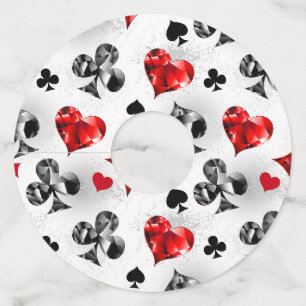 Pokerspeler Gokker Speelkaart Kleuren Las Vegas Wijnglaslabel