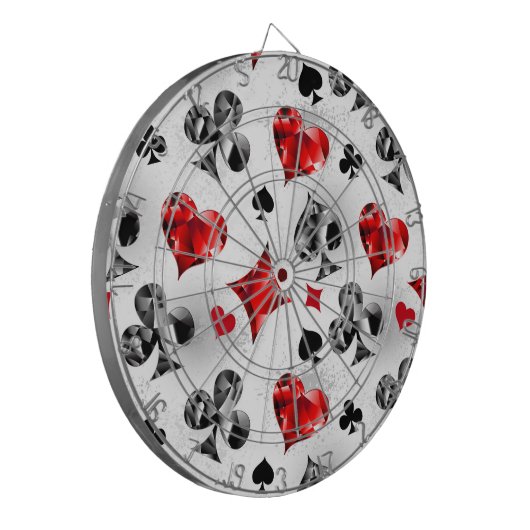 Pokerspeler Gokker Speelkaarten Kleuren Las Vegas Dartbord (Voorkant Links)