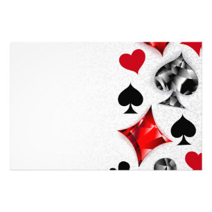 Pokerspeler Gokker Speelkaarten Kleuren Las Vegas Foto Afdruk