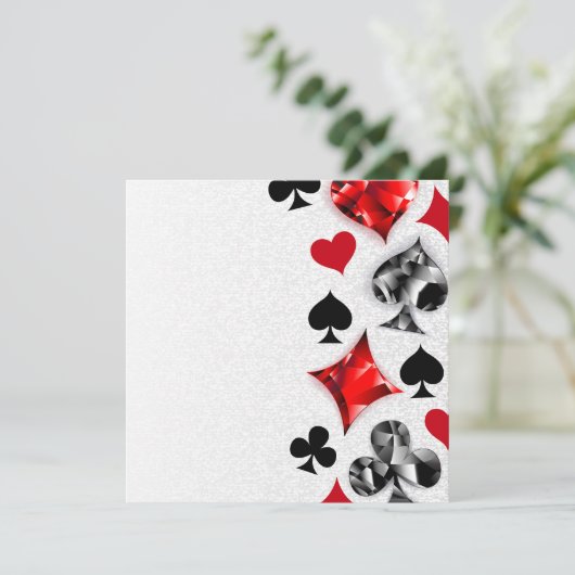 Pokerspeler Gokker Speelkaartsymbolen Las Vegas Save The Date (Staand voorkant)