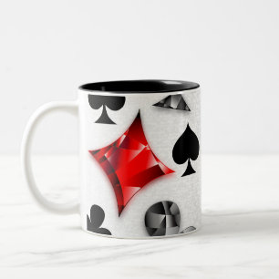 Pokerspeler Gokker Speelkaartsymbolen Las Vegas Tweekleurige Koffiemok