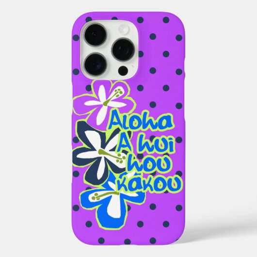 Pokii Hawaiian Aloha Hibiscus Polka Dot Violet Case-Mate iPhone Case (Achterkant)