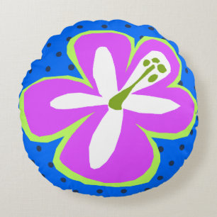 Pokii Hawaiian Aloha Hibiscus Stippen Reversibel Rond Kussen
