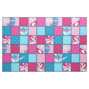 Pokii Hawaiian Floral en Dot Patchwork Stof