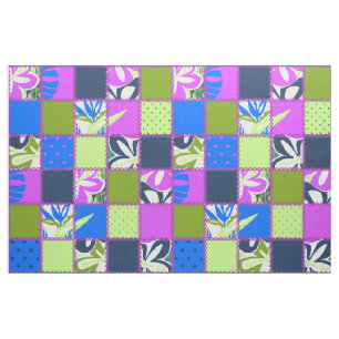 Pokii Hawaiian Floral en Dot Patchwork Stof