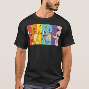 Pokmon Group Shot Poke Portret Rainbow T-shirt