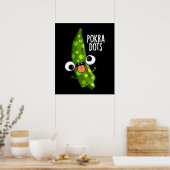 Pokra Stippen Funny Okra Pun Dark BG Poster (Keuken)
