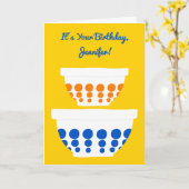  poladot mixing Bowls Custom Birthday Kaart (Gele Bloem)