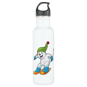 Polair beer als Skier met Ski & Bobble pet Waterfles