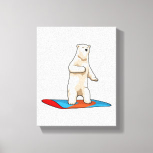 Polair beer als Snowboarder met Snowboard Canvas Afdruk