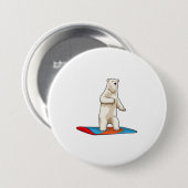 Polair beer als Snowboarder met Snowboard Ronde Button 7,6 Cm (Voorkant /achterkant)