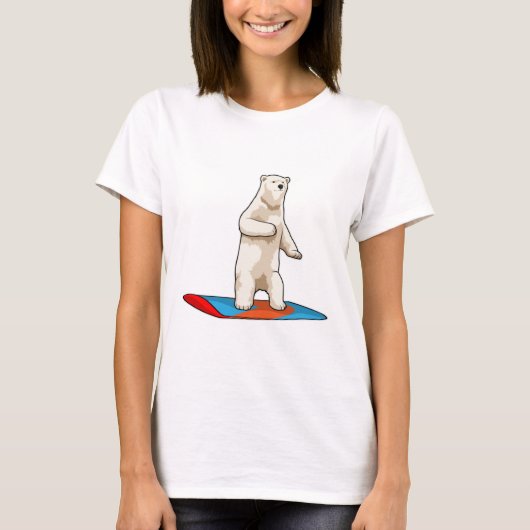 Polair beer als Snowboarder met Snowboard T-shirt (Voorkant)