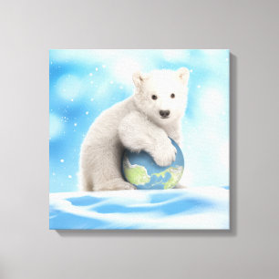 Polair Beer Cub World Canvas Afdruk