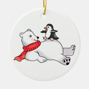 Polair Beer en Penguin Keramisch Ornament