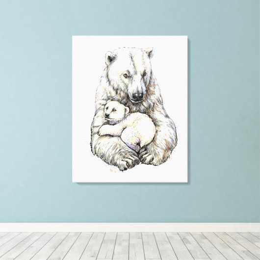 Polair Beer en scheut Canvas Afdruk (Insitu (Houten vloer))