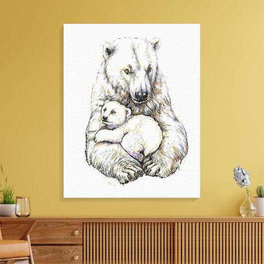 Polair Beer en scheut Canvas Afdruk (Insitu (Woonkamer))