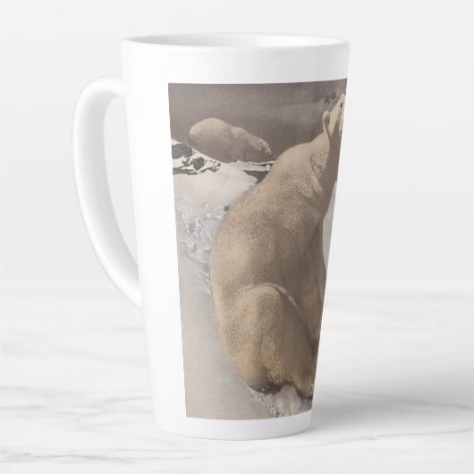 Polair beer in sneeuw  illustratie latte mok (Linkerhoek)