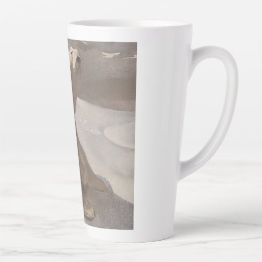 Polair beer in sneeuw  illustratie latte mok (Rechts)