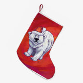 Polair Beer Kerstmis op rood Kleine Kerstsok (Voorkant (Hangend))