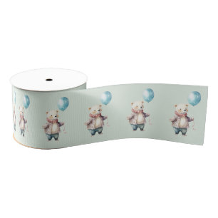 Polair beer met blauwe ballon grosgrain lint