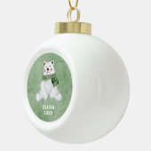 Polair Beer met groene kerst Keramische Bal Ornament (Rechts)