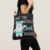 Polair beer met zwemring klimaatverandering draagtas (Dichtbij)