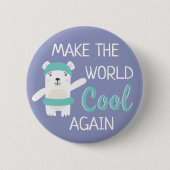 Polair beer met zwemring klimaatverandering ronde button 5,7 cm (Voorkant)