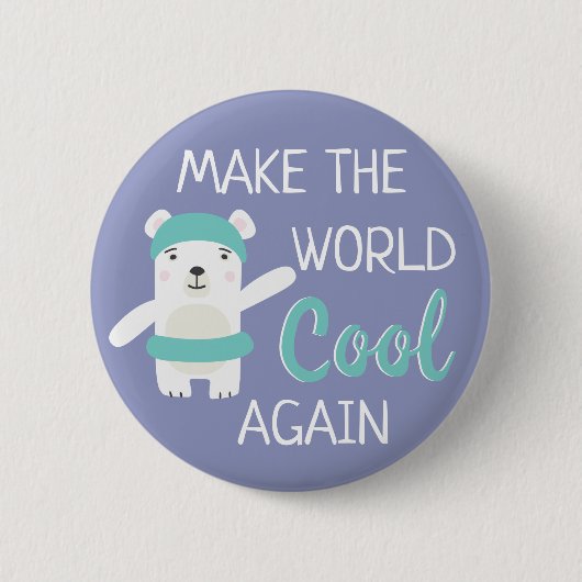 Polair beer met zwemring klimaatverandering ronde button 5,7 cm (Voorkant)