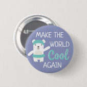 Polair beer met zwemring klimaatverandering ronde button 5,7 cm (Voorkant /achterkant)