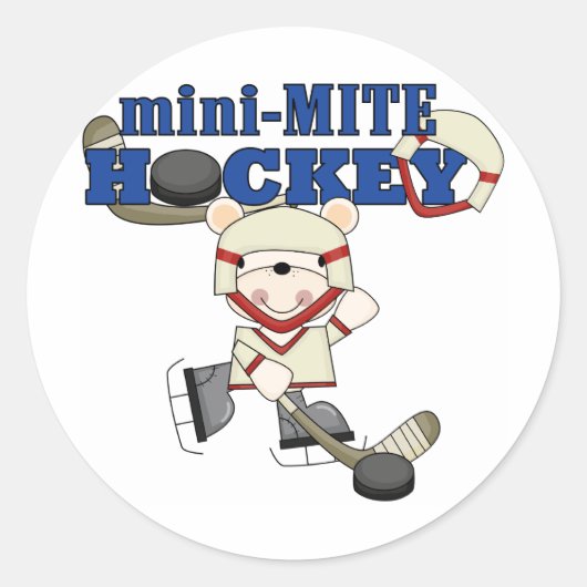 Polair Beer Mini Mite Hockey Tshirts en cadeaus Ronde Sticker (Voorkant)