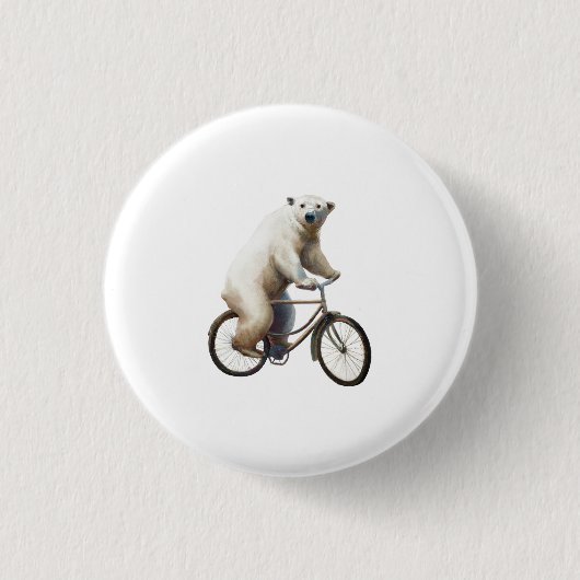 Polair Beer op fiets Ronde Button 3,2 Cm (Voorkant)