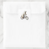 Polair Beer op fiets Vierkante Sticker (Tas)