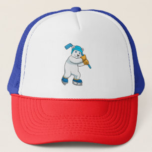 Polair beer op ijshockey met sticker trucker pet