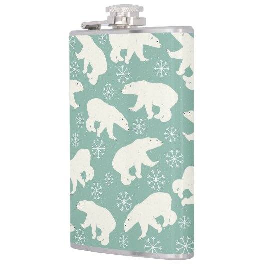 Polair Beer Snowflakes Blue White Winter Pattern Heupfles (Links)