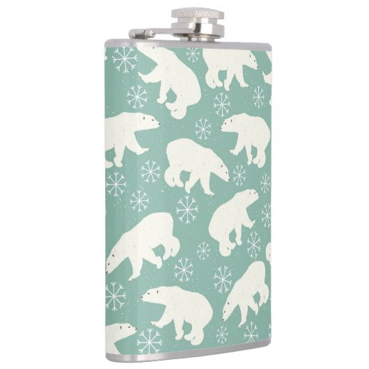 Polair Beer Snowflakes Blue White Winter Pattern Heupfles (Rechts)