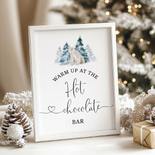 Polair beer Warm omhoog bij de warme chocoladebar  Poster