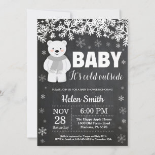 Polair Beer Winter Baby shower Chalkboard Kaart
