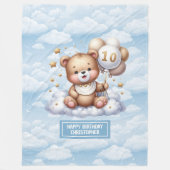 Polaire 10e anniversaire couverture cadeau avec nom teddy  (Devant)