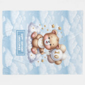 Polaire 10e anniversaire couverture cadeau avec nom teddy  (Devant (Horizontal))