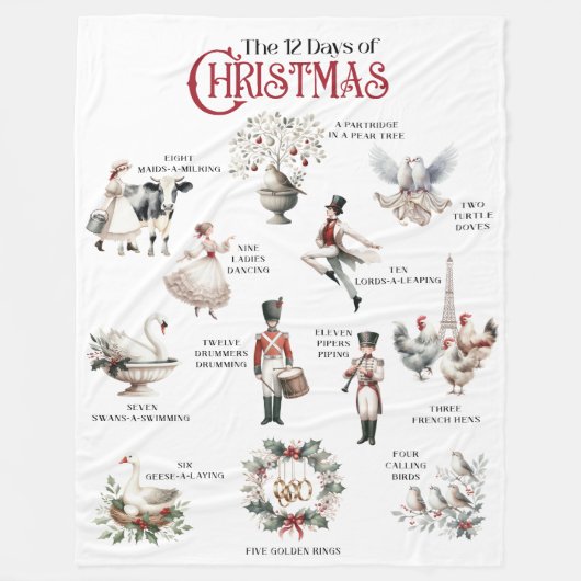 Polaire 12 Jours de Noël Thème Couverture hiver (Devant)