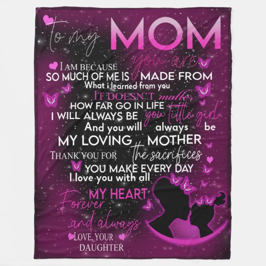 Polaire à ma mère couverture de fille, couverture pour mam (Devant)