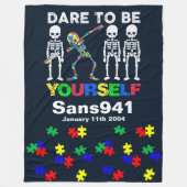 Polaire Ajouter Votre Texte - Autisme - Couverture En Tois (Devant)