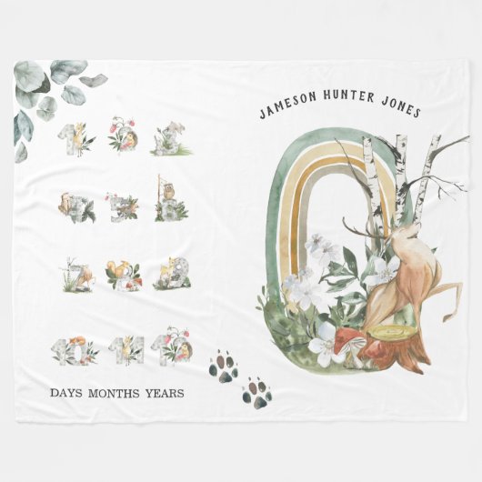 Polaire Animaux de la forêt | Couverture de naissance pour (Devant (Horizontal))