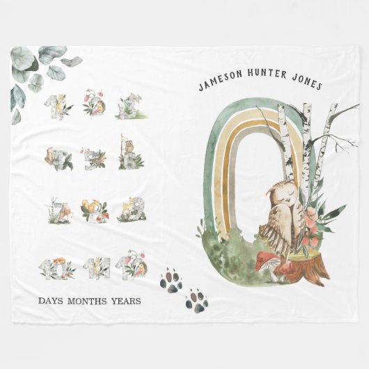 Polaire Animaux de la forêt | Couverture de naissance pour (Devant (Horizontal))