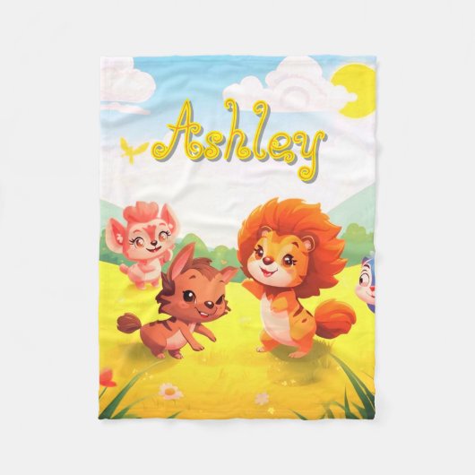Polaire Animaux mignons et duveteux sur une couverture béb (Devant)