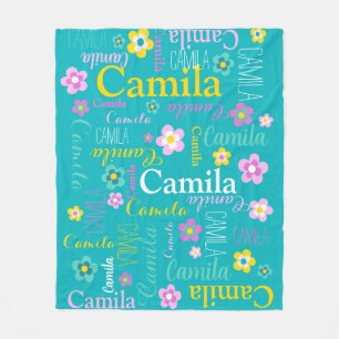 Polaire Aqua jaune filles nom Camila florale couverture