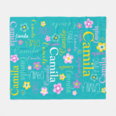 Polaire Aqua jaune filles nom Camila florale couverture (Devant (Horizontal))