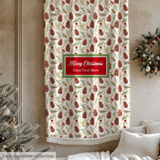 Polaire Aquarelle cônes de pin vert pastel couverture fest