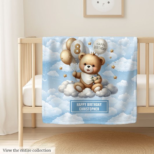 Polaire Aquarelle couverture de 8e anniversaire avec ours 