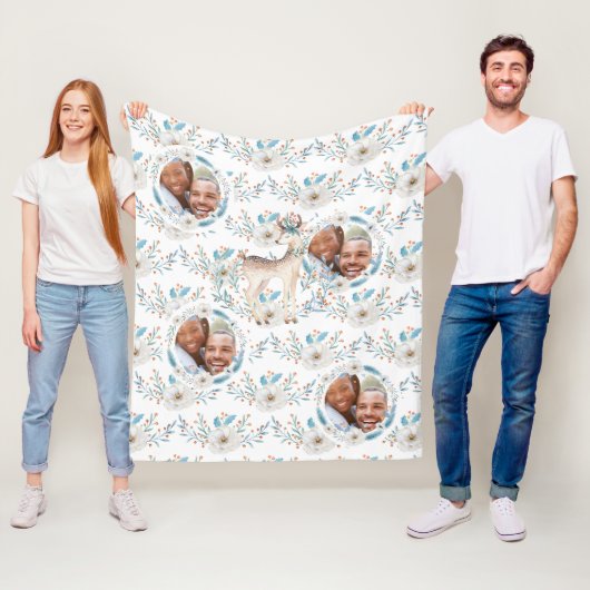 Polaire Aquarelle d'hiver Fleurs de cerfs Couverture photo (En situation)